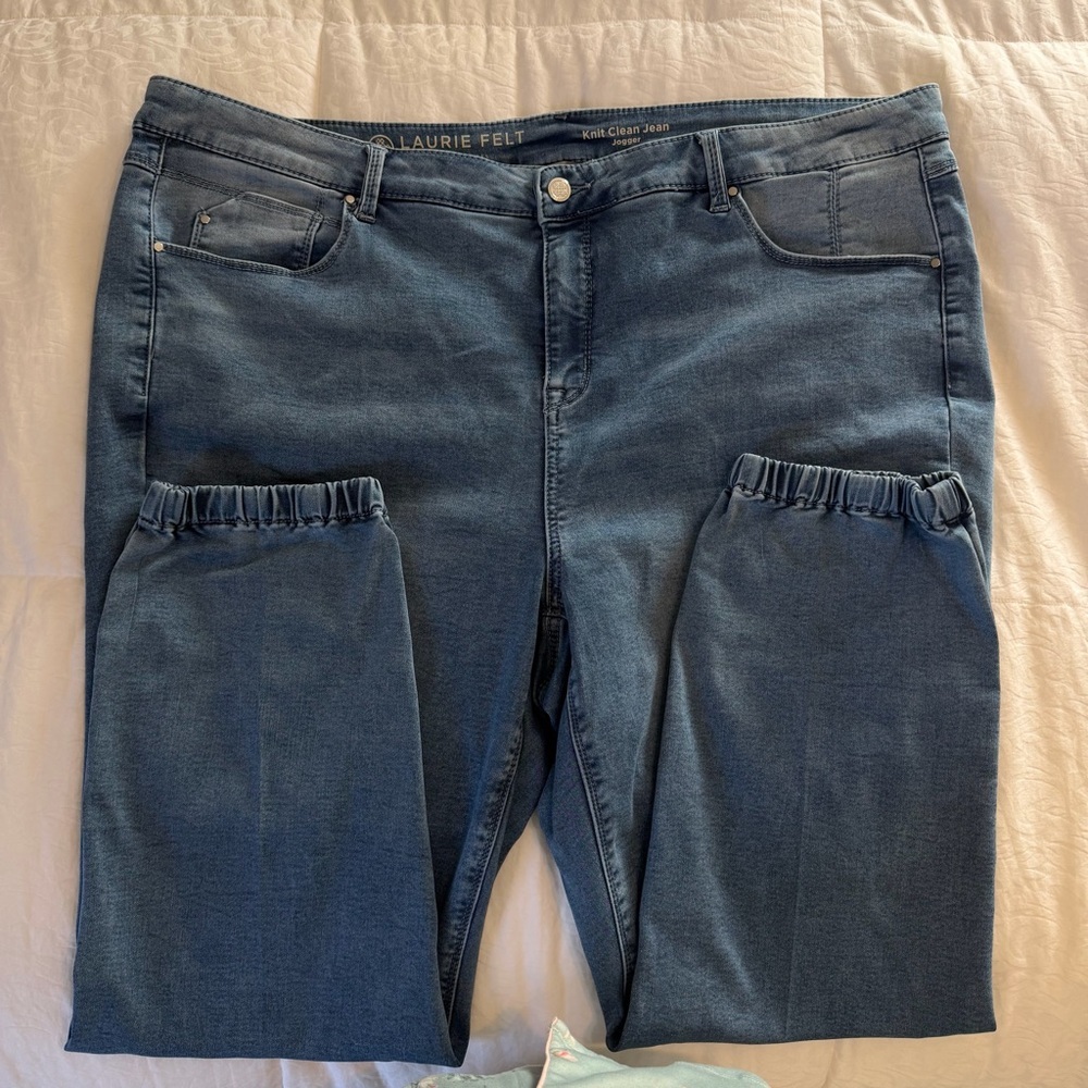 Laurie Felt 2X Knit Clean Jean Jogger Stretch Denim Elastic Hem - Picture 6 of 9